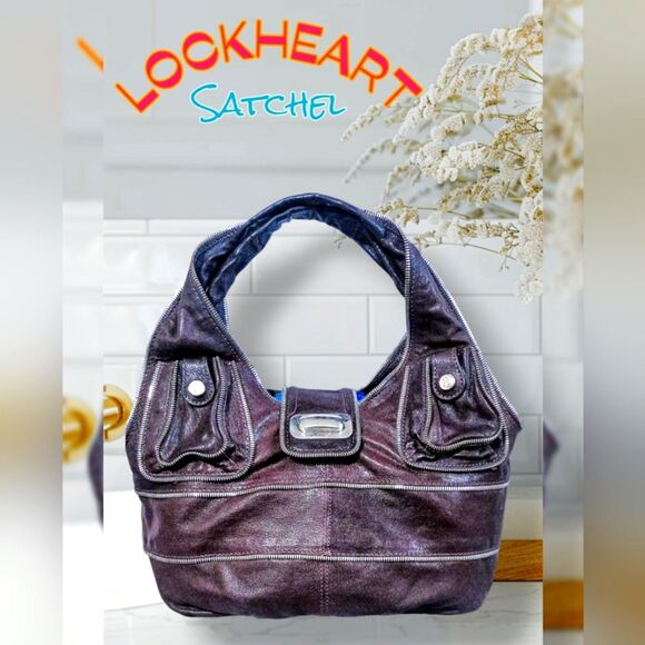 LOCKHEART Rare boho leather satchel zipper accent detail